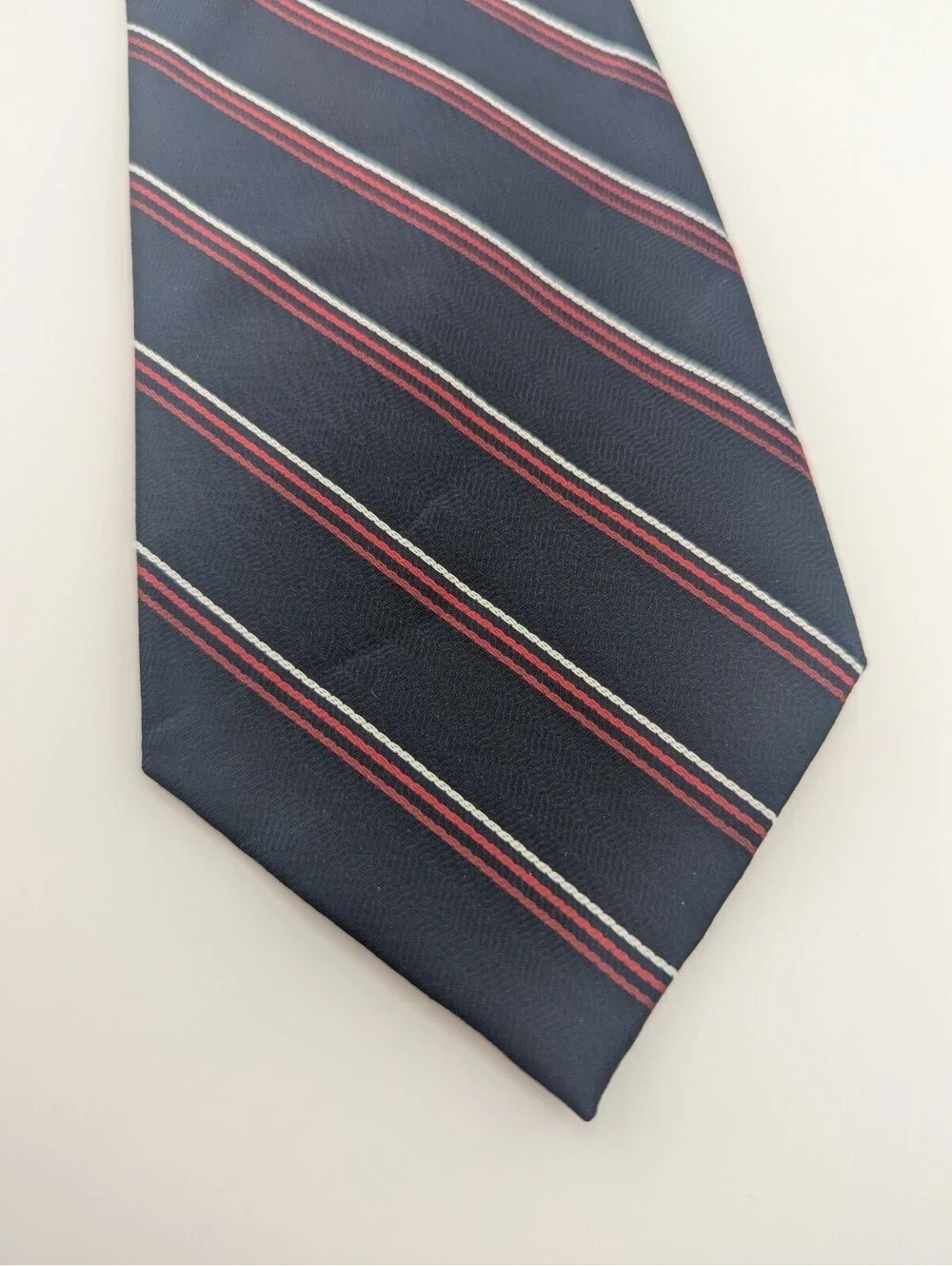6 Pack Career Cravats Navy Red Silver Striped Clip-On Tie #36020 3.5x18